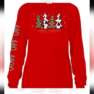 Simply Southern Shirt Womens Large Red Long Sleeve Santa Believe Christmas Tee